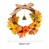 45cm Autumn Wreath Christmas Decoration Thanksgiving Garland Window Restaurant Home Maple Leaf Decoration Wreath Door