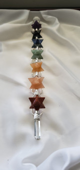 7 CHAKRA SPINNING MERKABA HEALING CHRYSTAL WAND.