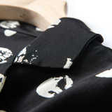 Short Sleeves White Polka Dots Buttoned Silk Black Daytime Casual Shift Blouse