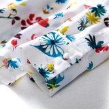 Elegant Long Sleeves Pajamas Collar Floral-Print Silk White Blouse