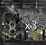 x3 Trail Camera Hunting Bundle - 20MP 1080P Wi-Fi Trail Camera with Bluetooth