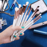 Pearl White/Rose Gold Professional Makeup Brushes 15pcs Set