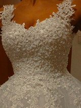 onlybridals Ball Gowns Spaghetti Straps White Ivory Tulle Wedding Dresse Bridal Dress