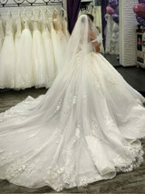 onlybridals Custom 2020 Lace White Wedding Dress Princess Ball Gown Appliques Wedding Dress