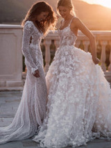 onlybridals Sexy Garden Style Tulle Spaghetti A-Line Sleeveless Wedding Dress With Appliques