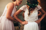 A-line V neck Beaded Wedding Dress With Sleeves Rustic Wedding Gowns Sparkly Bridal Gowns AMY2872