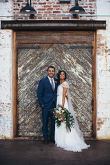 A-line V neck Beaded Wedding Dress With Sleeves Rustic Wedding Gowns Sparkly Bridal Gowns AMY2872