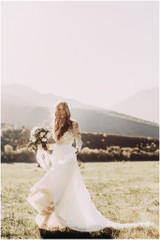 A-line Scoop Lace Wedding Dress Long Sleeve Rustic Wedding Dresses AMY1411