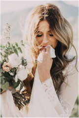 A-line Scoop Lace Wedding Dress Long Sleeve Rustic Wedding Dresses AMY1411