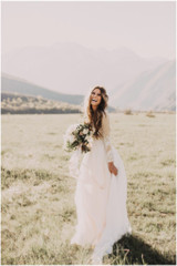 A-line Scoop Lace Wedding Dress Long Sleeve Rustic Wedding Dresses AMY1411