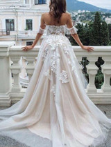 onlybridals Sexy Tulle Wedding Dress Off Shoulder Bridal Dress Princess Strapless Wedding Gowns