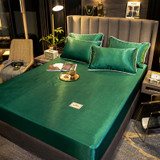 Solid Color Ice Silk Fitted Sheet