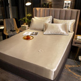 Solid Color Ice Silk Fitted Sheet