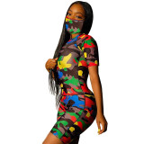 Camouflage Two Piece Set Track-Suit With Mask