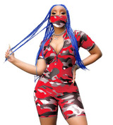 Camouflage Two Piece Set Track-Suit With Mask