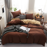Winter new Dark blue beige double color bedding set