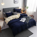 Winter new Dark blue beige double color bedding set