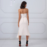 Women Elegant Strapless Cropped Tops & Split Skirt 2 Two Pieces Set  Dress
