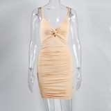 Women Elegant 2 Layers Ruched Sexy Bodycon Mini Dress