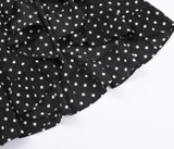 Women Elegant V-Neck Polka Dot Ruffle Wrap Split Long Sleeve Long Dress
