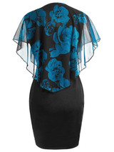 Women Elegant Plus Size Rose Overlay Capelet Dress