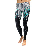 Women Galaxy Space Fitness Digital Print Octopus Slim Workout Plus Size Leggings