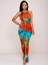 Women Elegant O-Neck Sleeveless  Exotic Bandage Printed Party Dress Women Elegant O-Neck Sleeveless  Exotic Bandage Printed Party Dress