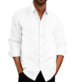 Short Sleeve  Lapel Neck Button Pockets Solid Male Shirt
