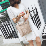 Women Clear  plastic straw Beach Hand Shoulder crossbody bag