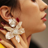 Big Flower Drop hang bohemian Ethnic maxi-length Statement Earrings