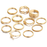 Bohemian 12 Pc/set Charm Gold Color midi length Finger high quality Ring Set