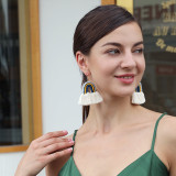 Rope knot hanging bohemian rainbow hand-woven rope retro  earrings