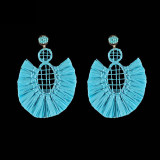 Bohemian Ethnic thread Fringe  Big Beads Statement Party hang Drop Earrings
