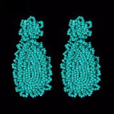 Bohemian Ethnic thread Fringe  Big Beads Statement Party hang Drop Earrings