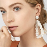 Bohemian Ethnic thread Fringe  Big Beads Statement Party hang Drop Earrings