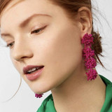 Bohemian Ethnic thread Fringe  Big Beads Statement Party hang Drop Earrings