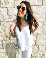 Bohemian Ethnic thread Fringe  Big Beads Statement Party hang Drop Earrings
