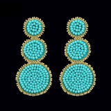 Bohemian Ethnic thread Fringe  Big Beads Statement Party hang Drop Earrings