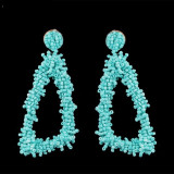 Bohemian Ethnic thread Fringe  Big Beads Statement Party hang Drop Earrings