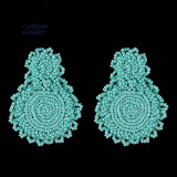 Bohemian Ethnic thread Fringe  Big Beads Statement Party hang Drop Earrings