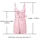 Fashion PU leather women dress V neck mini bodycon sexy dress Christmas zipper autumn winter short dress