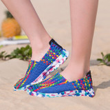 Women Shoes Summer Flats Female Loafers Women Casual Flat Woven Shoe Breathable Sneakers Slip On Colorful