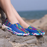 Women Shoes Summer Flats Female Loafers Women Casual Flat Woven Shoe Breathable Sneakers Slip On Colorful