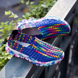 Women Shoes Summer Flats Female Loafers Women Casual Flat Woven Shoe Breathable Sneakers Slip On Colorful