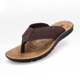 New Shoes Men Slippers Genuine Leather Beach Slippers Mens Flip Flop Sandals Summer Men Shoes Male Flip Flops A673