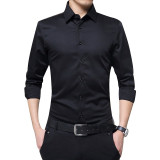 Men Long Sleeve Shirts Slim Fit Solid Business Formal Shirts for Autumn JAN88