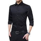 Men Long Sleeve Shirts Slim Fit Solid Business Formal Shirts for Autumn JAN88