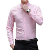 Men Long Sleeve Shirts Slim Fit Solid Business Formal Shirts for Autumn JAN88