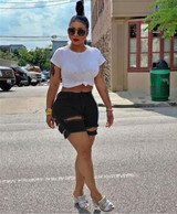 Mid Waist Destroyed Women Short Jeans Sexy Ripped Denim Shorts New Casual  Denim