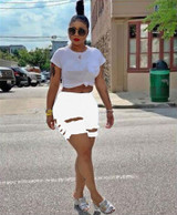 Mid Waist Destroyed Women Short Jeans Sexy Ripped Denim Shorts New Casual  Denim